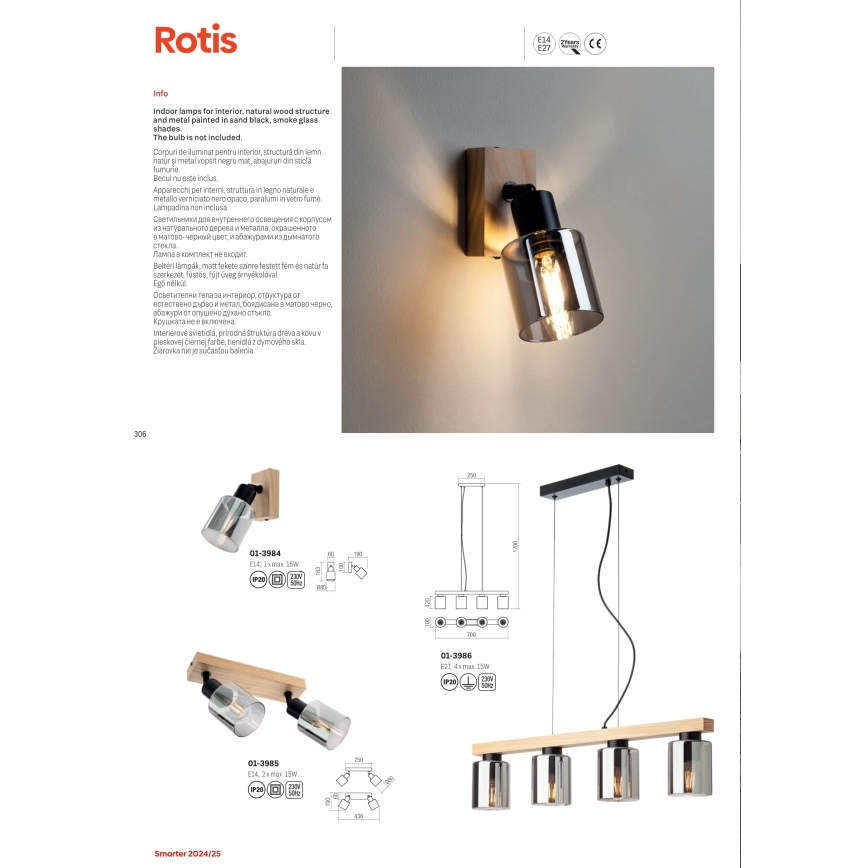 Redo 01-3985 - Bodové svítidlo ROTIS 2xE14/15W/230V