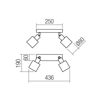 Redo 01-3985 - Bodové svítidlo ROTIS 2xE14/15W/230V