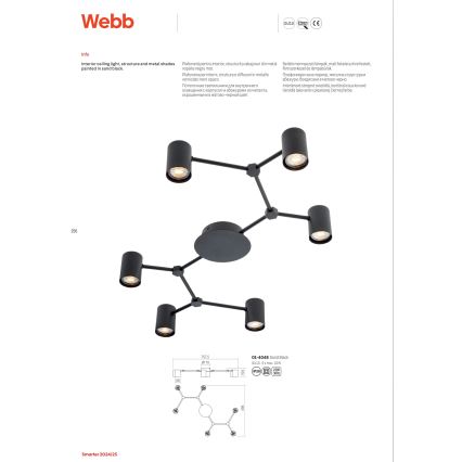 Redo 01-4048 - Bodové svítidlo WEBB 6xGU10/10W/230V černá