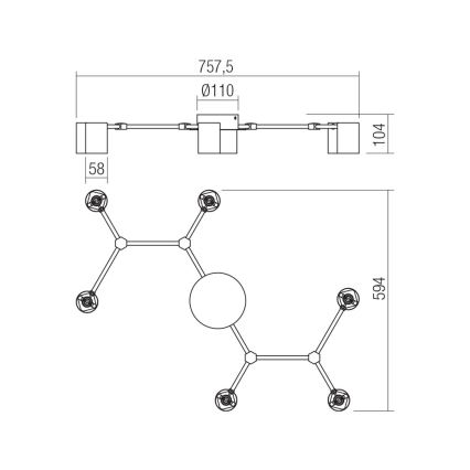 Redo 01-4048 - Bodové svítidlo WEBB 6xGU10/10W/230V černá