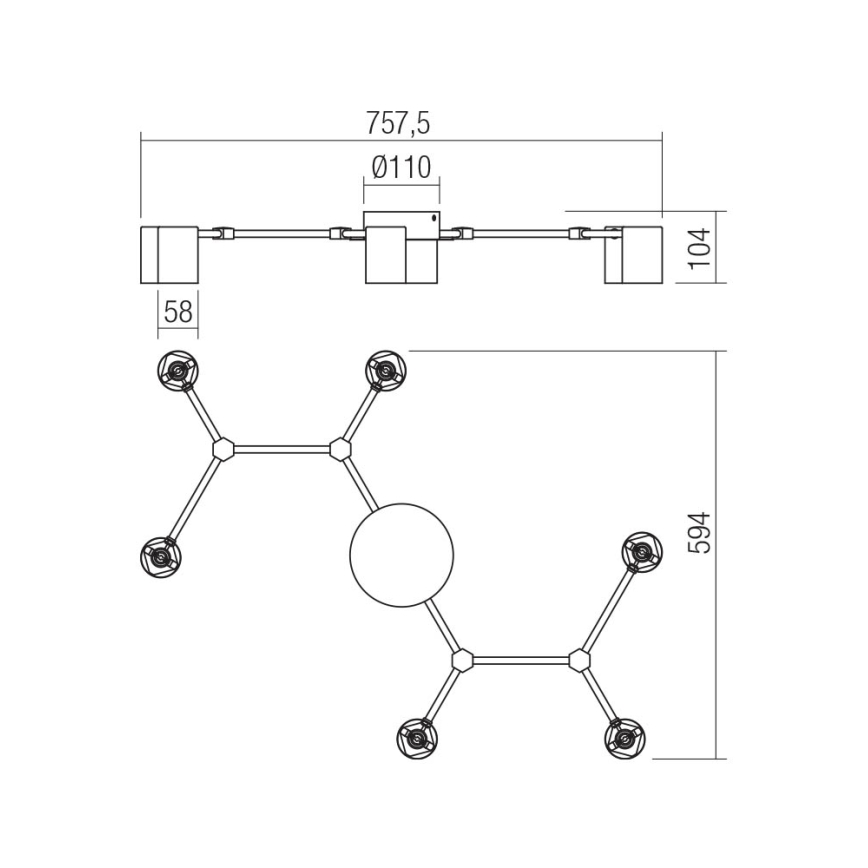 Redo 01-4048 - Bodové svítidlo WEBB 6xGU10/10W/230V černá