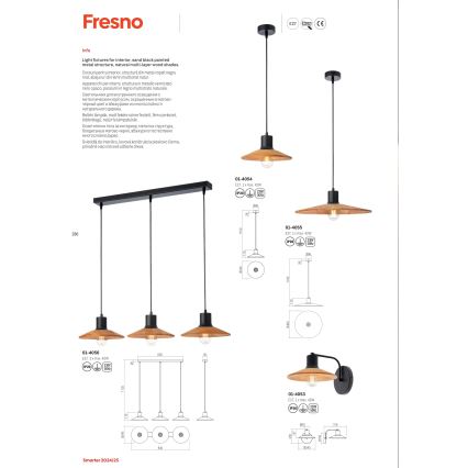 Redo 01-4054 - Lustr na lanku FRESNO 1xE27/42W/230V pr. 24 cm