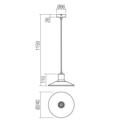 Redo 01-4054 - Lustr na lanku FRESNO 1xE27/42W/230V pr. 24 cm