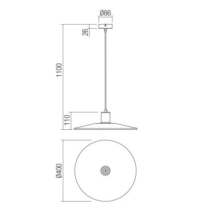 Redo 01-4055 - Lustr na lanku FRESNO 1xE27/42W/230V pr. 40 cm