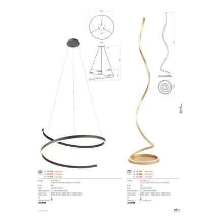 Redo 01-4283 - LED Stmívatelná stojací lampa SCROLL LED/30W/230V 3000K/4000K/6000K CRI 90 černá
