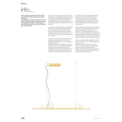 Redo 01-4301 - LED Stmívatelný lustr na lanku DUNE LED/48W/230V 3000K CRI 90 bílá/zlatá