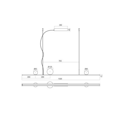 Redo 01-4301 - LED Stmívatelný lustr na lanku DUNE LED/48W/230V 3000K CRI 90 bílá/zlatá