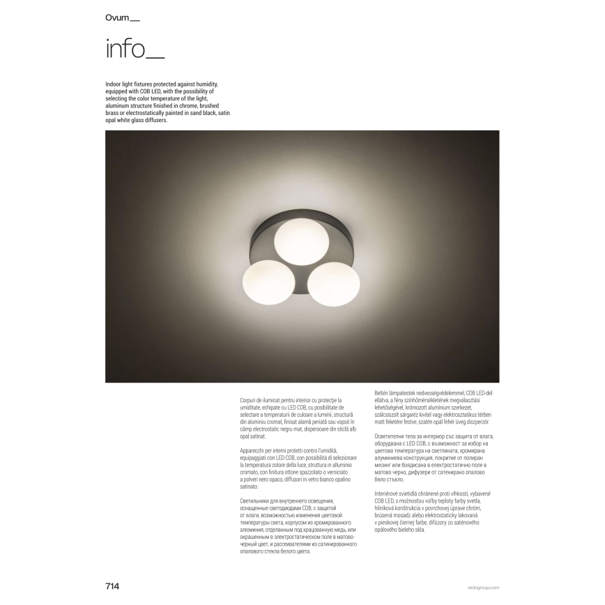 Redo 01-4310 - LED Koupelnové stropní svítidlo OVUM 4xLED/5W/230V 3000/4000K CRI 90 IP44 bílá/mosaz