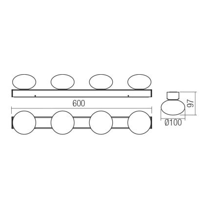 Redo 01-4310 - LED Koupelnové stropní svítidlo OVUM 4xLED/5W/230V 3000/4000K CRI 90 IP44 bílá/mosaz