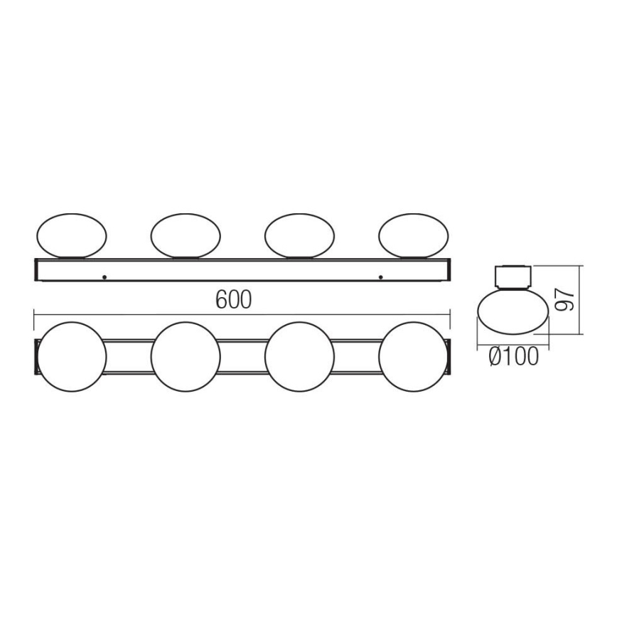 Redo 01-4311 - LED Koupelnové stropní svítidlo OVUM 4xLED/5W/230V 3000/4000K CRI 90 IP44 bílá/černá