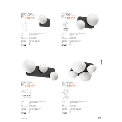 Redo 01-4329 - LED Nástěnné svítidlo LUMIEN 3xLED/18W/230V 2700/3000K CRI 90 bílá/zlatá