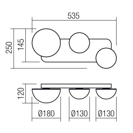 Redo 01-4329 - LED Nástěnné svítidlo LUMIEN 3xLED/18W/230V 2700/3000K CRI 90 bílá/zlatá