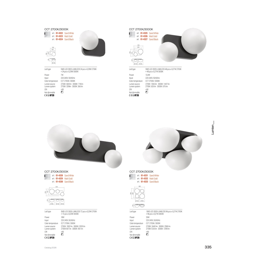 Redo 01-4332 - LED Stropní svítidlo LUMIEN 4xLED/26W/230V 2700/3000K CRI 90 bílá/zlatá