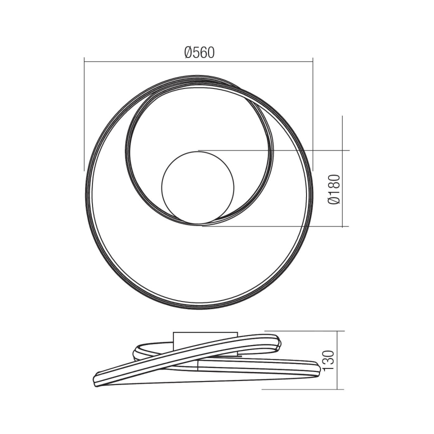 Redo 01-4358 - LED Stmívatelné stropní svítidlo TORSION LED/40W/230V 2700/3000/4000K CRI 90 pr. 56 cm zlatá