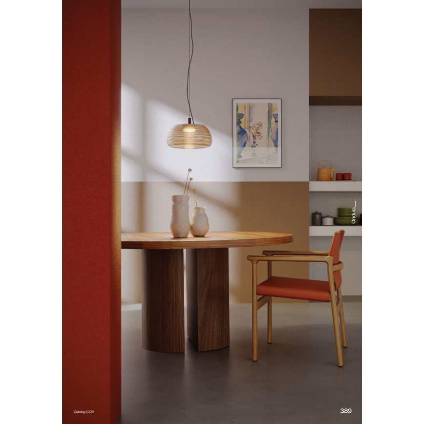 Redo 01-4540 - LED Stmívatelný lustr na lanku ONDULA LED/12W/230V 2700K/3000K CRI 90 pr. 32 cm béžová/kouřová