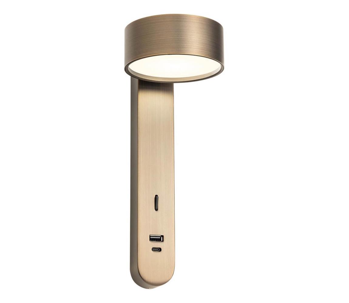 Redo 01-4642 - LED Nástěnné svítidlo SADES LED/6W/230V CRI 90 USB bronzová 01-4642
