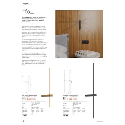 Redo 01-4672 - LED Nástěnné svítidlo TANGENT LED/6W/230V 2700/2850/3000K CRI 90 zlatá