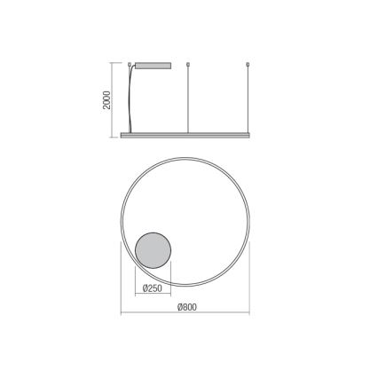 Redo 01-4877 - LED Stmívatelný lustr na lanku ORBIT LED/55W/230V 2700/3000K bronz