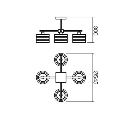 Redo 01-627 - Lustr na tyči KIM 4xE14/28W/230V lesklý chrom/černá