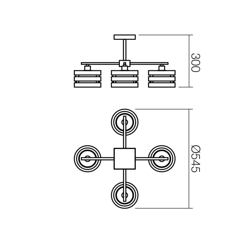 Redo 01-627 - Lustr na tyči KIM 4xE14/28W/230V lesklý chrom/černá