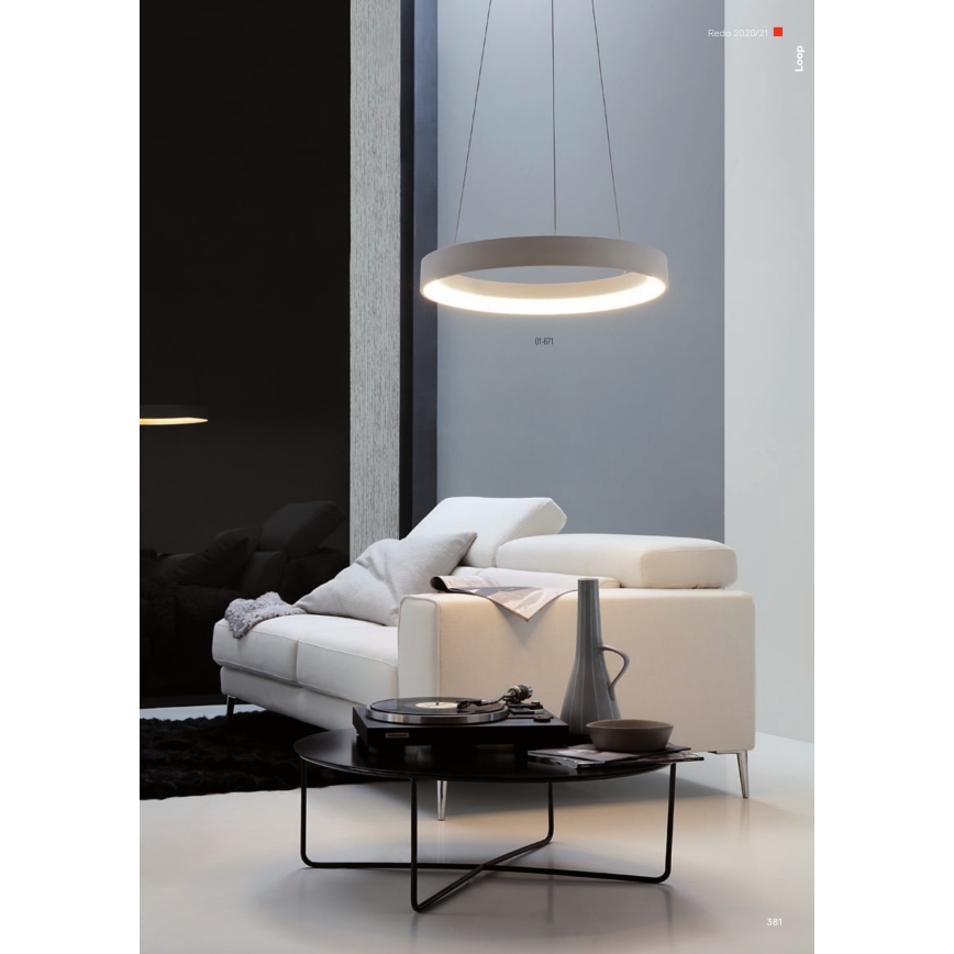 Redo 01-672 - LED Lustr na lanku LOOP LED/48W/230V pr. 60 cm bílá