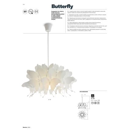 Redo 01-781 - Lustr na lanku BUTTERFLY 1xE27/42W/230V