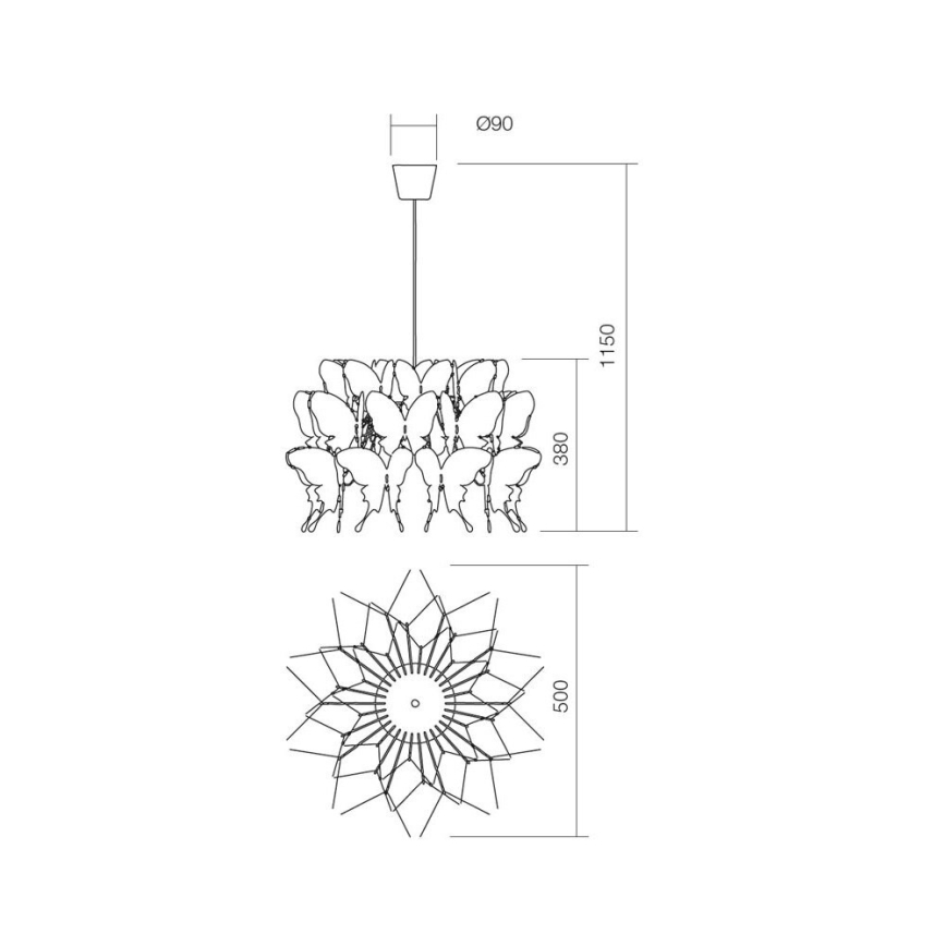Redo 01-781 - Lustr na lanku BUTTERFLY 1xE27/42W/230V