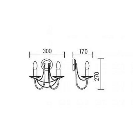 Redo 02-859 - Nástěnná lampa ARIEL 2xE14/28W/230V měď