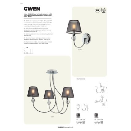 Redo 02-953 - Nástěnná lampa GWEN 1xE14/28W/230V