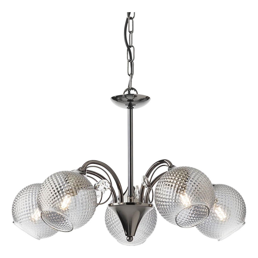 Redo 02-973 - Lustr na řetězu ASPERA 5xE14/28W/230V pr. 52 cm černá