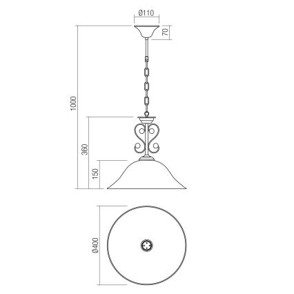 Redo 02-990 - Lustr na řetězu VERSUS 1xE27/42W/230V