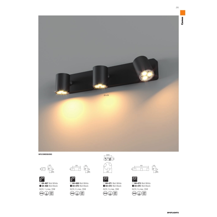 Redo 04-471 - Bodové svítidlo CAMEO 3xGU10/35W/230V bílá
