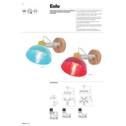 Redo 04-510 - Dětské nástěnné svítidlo EOLO 1xE27/42W/230V