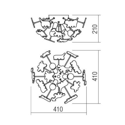 Redo 04-514 - Dětské stropní svítidlo SAFARI 3xE14/28W/230V pr. 41 cm pestrobarevná