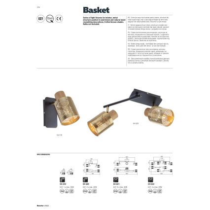 Redo 04-519 - Nástěnné bodové svítidlo BASKET 1xE27/42W/230V bronz