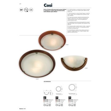 Redo 05-086 - Nástěnné svítidlo COSI 1xE27/42W/230V ořech