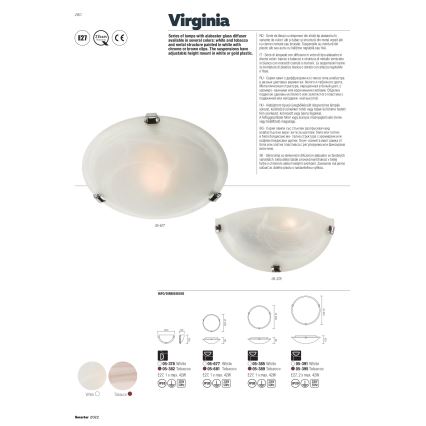 Redo 05-677 - Stropní svítidlo VIRGINIA 1xE27/42W/230V pr. 25 cm bílá