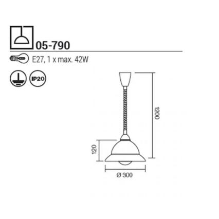 Redo 05-790 - Lustr na lanku ETRUSCA 1xE27/42W/230V