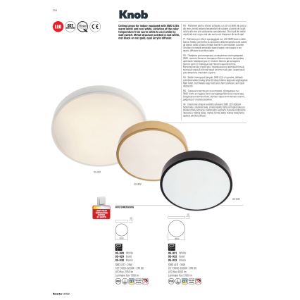 Redo 05-929 - LED Stropní svítidlo KNOB LED/24W/230V 3000K-6500K 30 cm zlatá