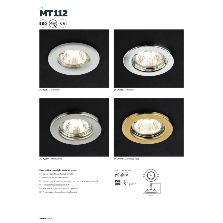 Redo 70308 - Podhledové svítidlo MT 1xGU5,3/50W/12V lesklý chrom
