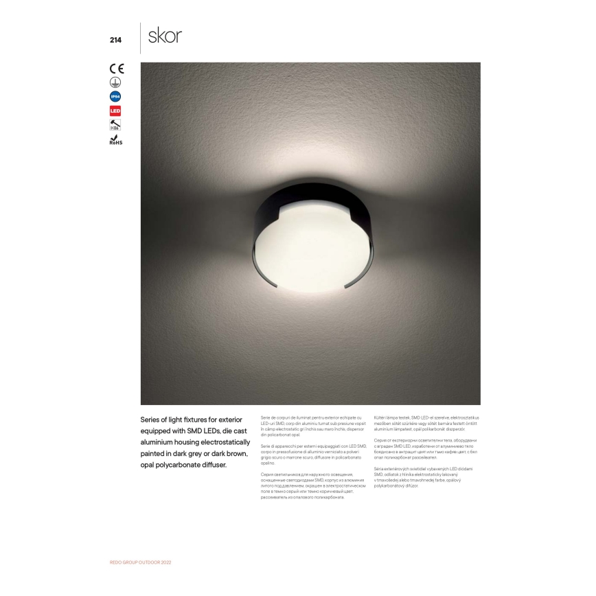 Redo 90003 - LED Venkovní stropní svítidlo SKOR LED/12W/230V IP54