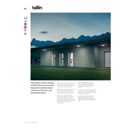 Redo 90007 - LED Venkovní stropní svítidlo TALLIN LED/21W/230V 24,5x24,5 cm IP54 antracit