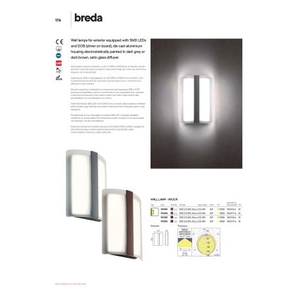 Redo 90023 - LED Venkovní nástěnné svítidlo BREDA 1xLED/12W/230V IP54