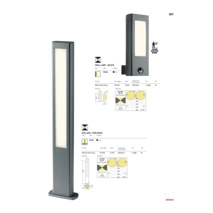 Redo 90125 - LED Venkovní lampa DOLMEN LED/12,44W/230V IP54 antracit