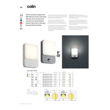 Redo 90133 - LED Venkovní nástěnné svítidlo se senzorem COLIN 1xLED/9W/230V IP54