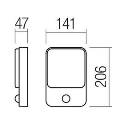 Redo 90133 - LED Venkovní nástěnné svítidlo se senzorem COLIN 1xLED/9W/230V IP54