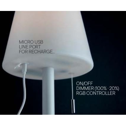 Redo 90165 - LED RGB Venkovní stmívatelná stolní lampa PINO LED/2,6W/230V 4400 mAh IP44