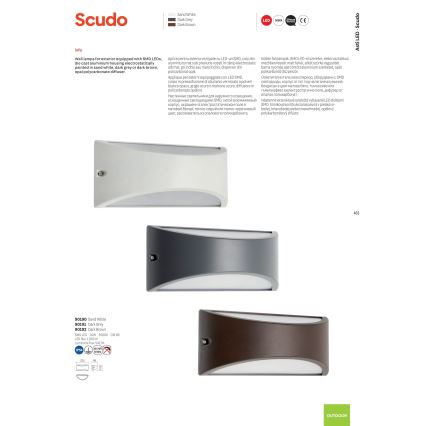 Redo 90191 - LED Venkovní nástěnné svítidlo SCUDO LED/10W/230V 3000K IP54 antracit