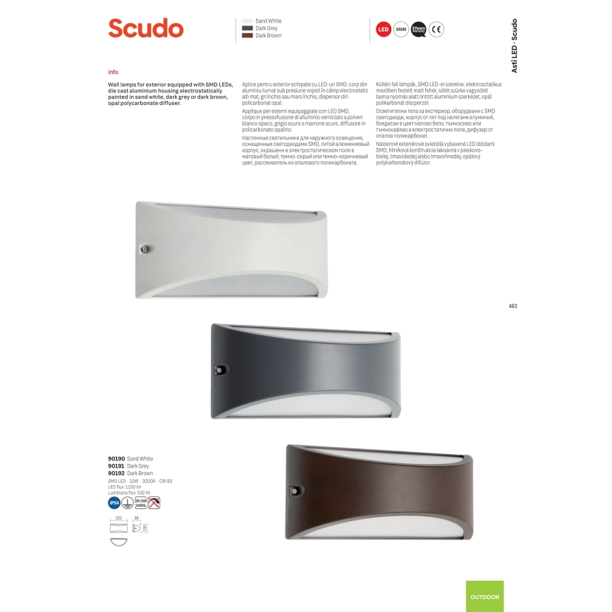 Redo 90191 - LED Venkovní nástěnné svítidlo SCUDO LED/10W/230V 3000K IP54 antracit