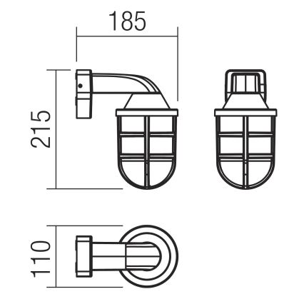 Redo 90205 - Venkovní nástěnné svítidlo CAGE 1xE27/28W/230V IP44 mosaz